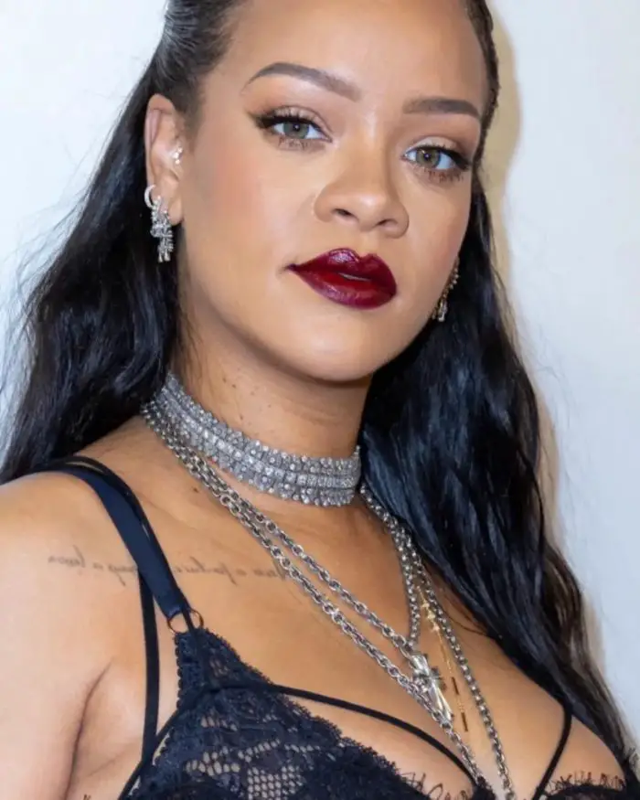 Rihanna with her beautiful hazel colored eyes