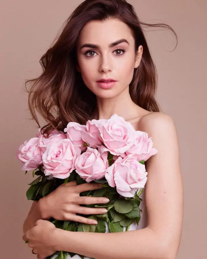 Lily Collins with thick eyebrows