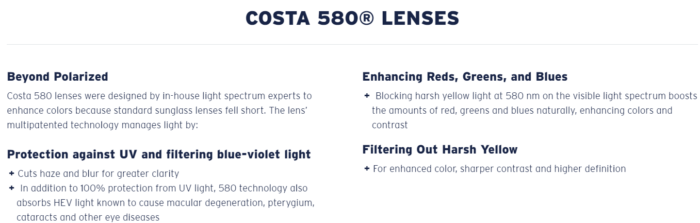 what are costa 580 lenses